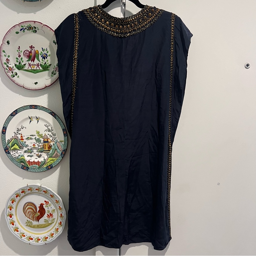 Calypso St Barth Dress Navy and Gold Beading - Picture 7 of 8